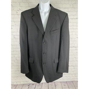 Profilo Black Pencil Striped 100% Wool 3 Button Blazer Jacket 43L